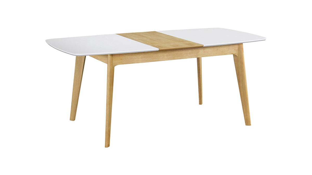 Tavolo estensibile scandinavo bianco e legno L140-180 MEENA