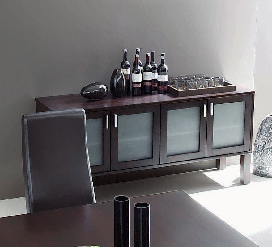 Viert&uuml;rige Anrichte ALTON aus Eiche und Mattglas � Kolorit Wenge