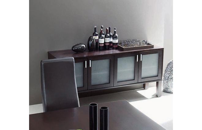 Viert&uuml;rige Anrichte ALTON aus Eiche und Mattglas � Kolorit Wenge