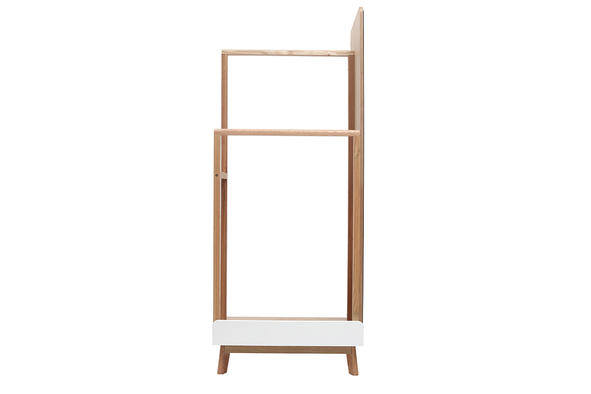 Appendiabiti con specchio in legno chiaro e bianco TAYA