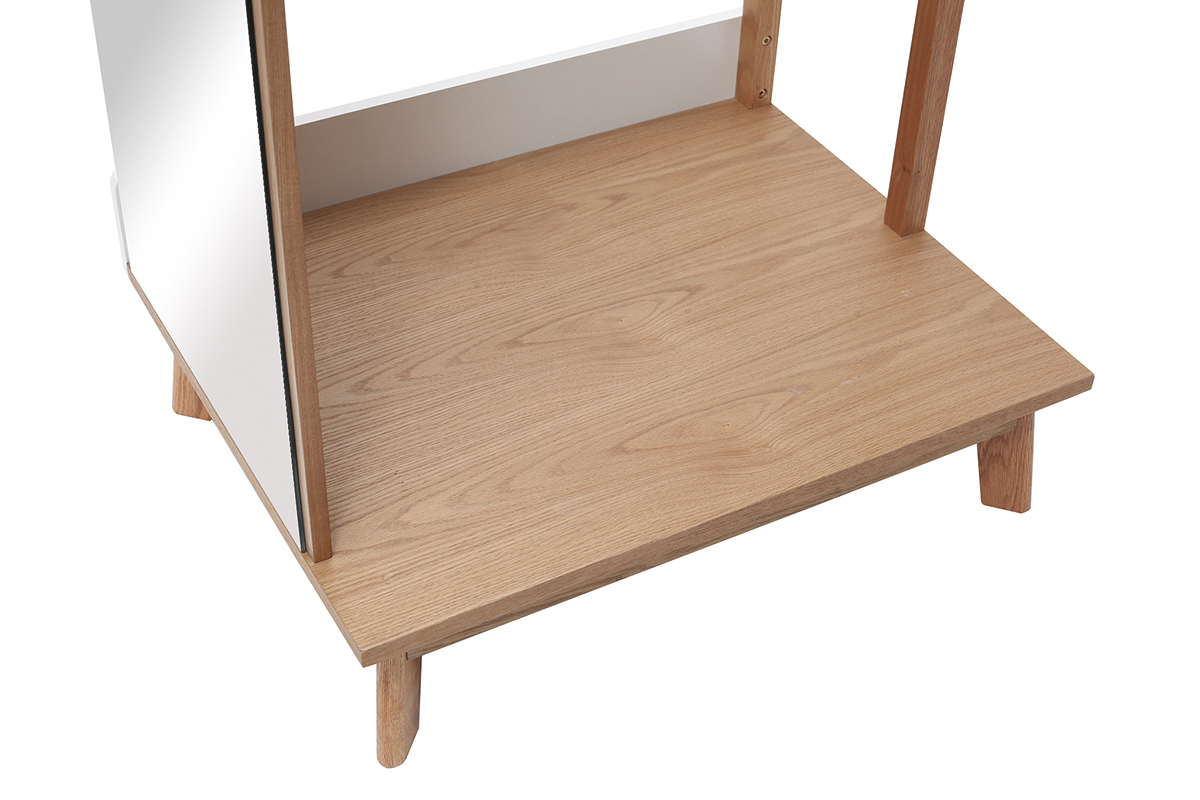 Appendiabiti con specchio in legno chiaro e bianco TAYA