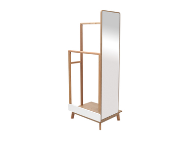 Appendiabiti con specchio in legno chiaro e bianco TAYA 