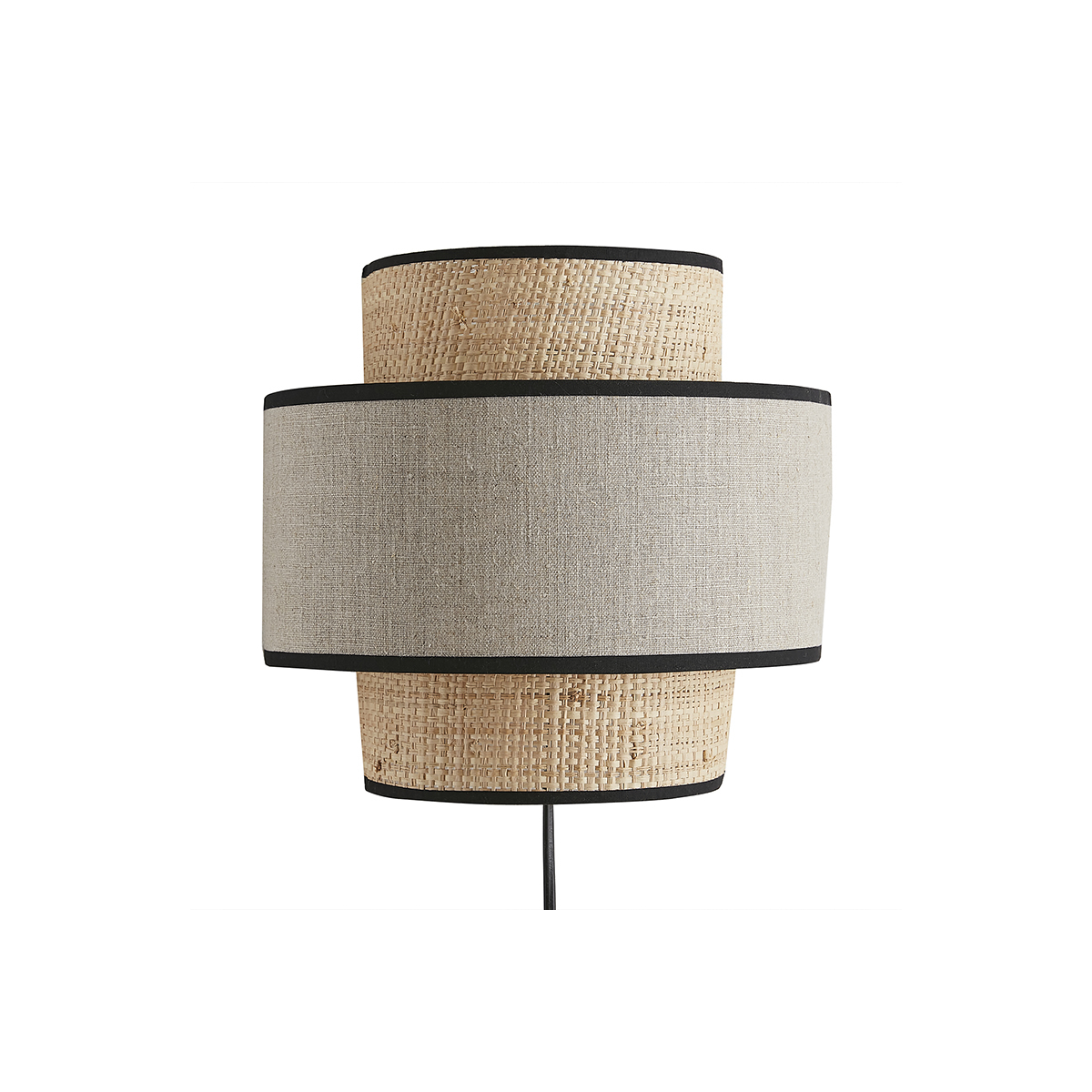 Applique a muro bi-materiale in fibra di rafia e lino H24 cm LITCHI