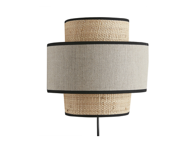 Applique a muro bi-materiale in fibra di rafia e lino H24 cm LITCHI
