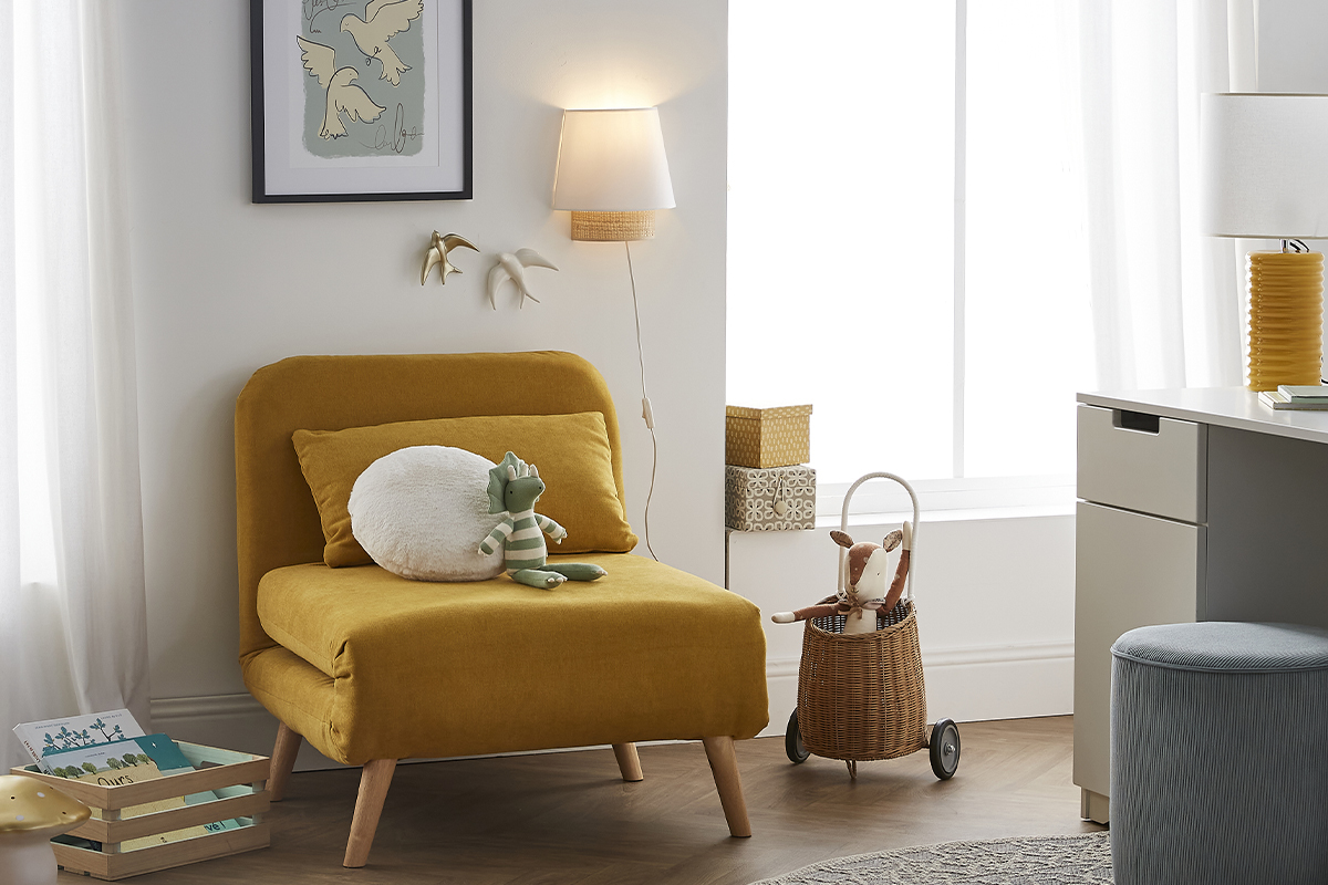 Applique a muro design in cotone verde salvia e fibra di rafia naturale H25 cm JUME