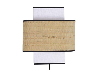 Applique a muro in lino bianco e fibra di rafia TERA