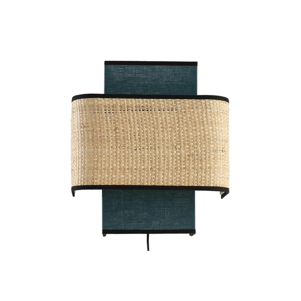 Applique a muro in lino blu pavone e fibra di rafia TERA