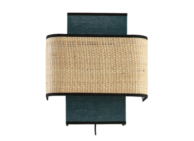 Applique a muro in lino blu pavone e fibra di rafia TERA