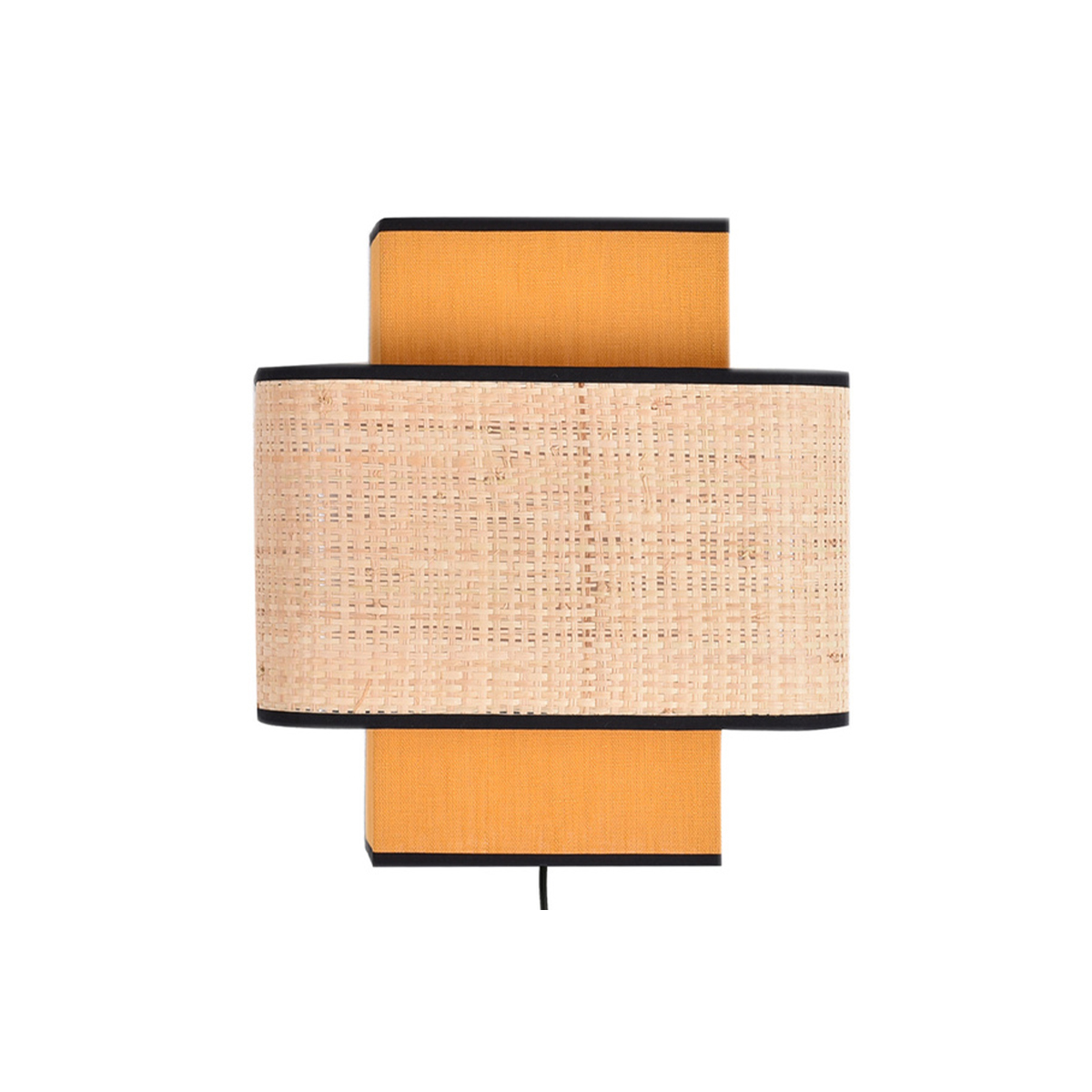 Applique a muro in lino giallo senape e fibra di rafia TERA