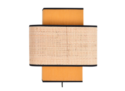 Applique a muro in lino giallo senape e fibra di rafia TERA