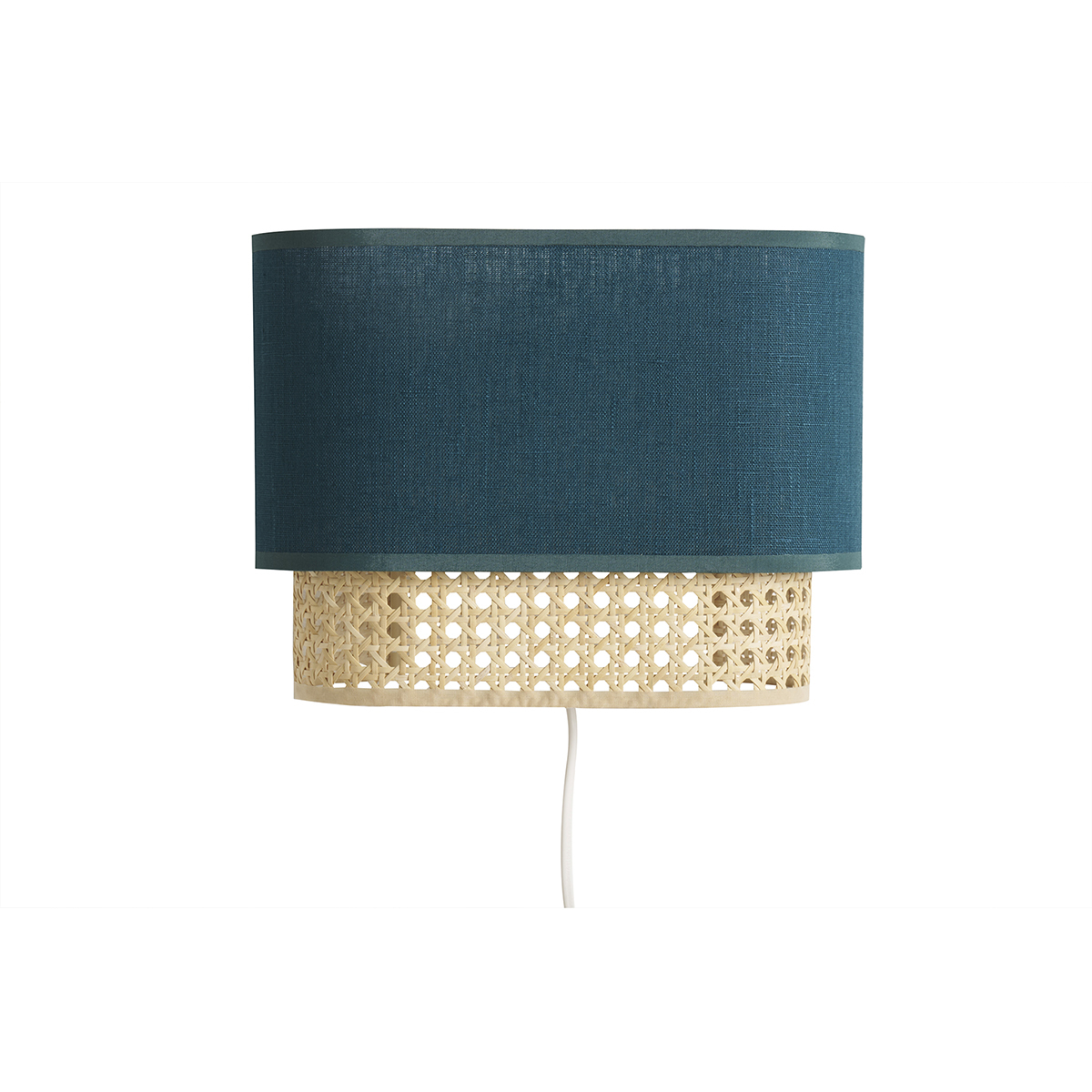 Applique a muro in tessuto anatra e motivo a intreccio in rattan naturale H20 cm TIWY