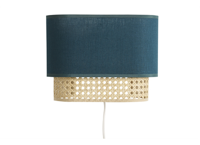 Applique a muro in tessuto anatra e motivo a intreccio in rattan naturale H20 cm TIWY