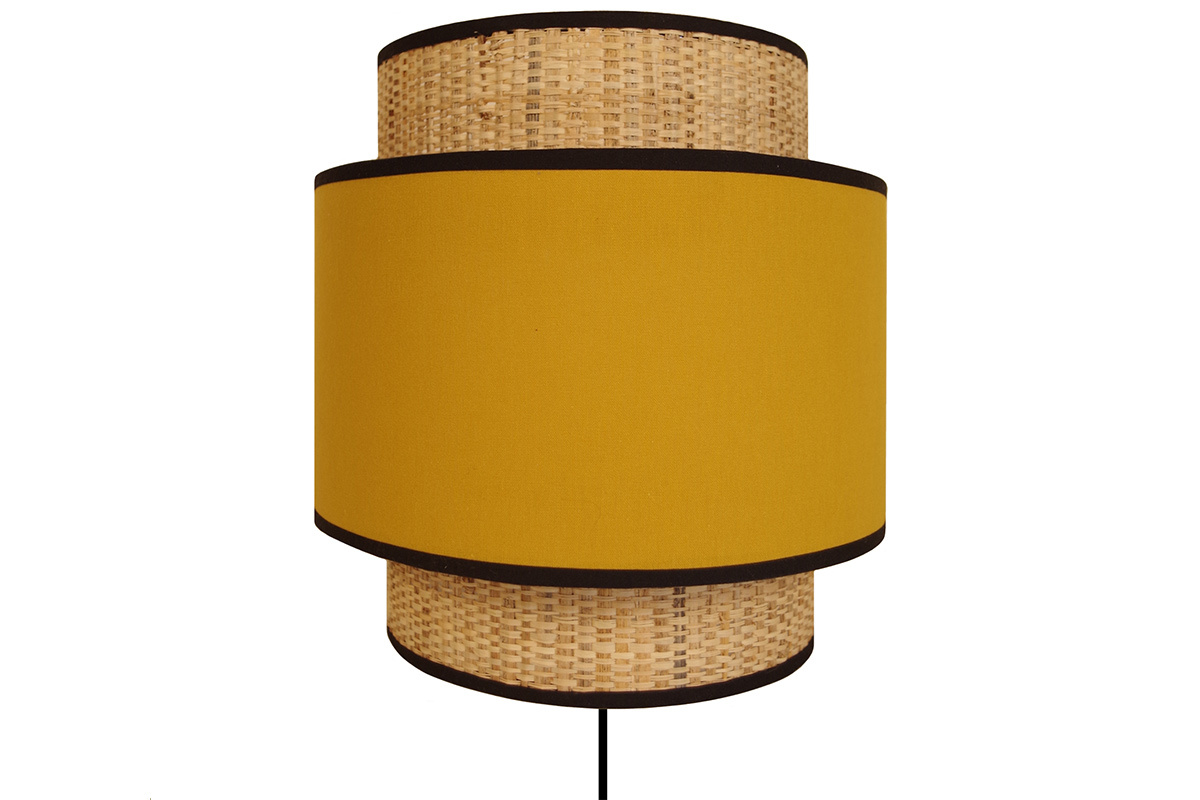 Applique bi-materiale juta e tessuto senape CHILL