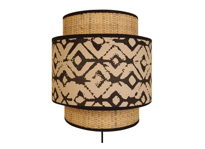Applique bi-materiale juta e tessuto stampato nero e beige ZAZA - Applique bi-materiale juta e tessuto stampato nero e beige ZAZA