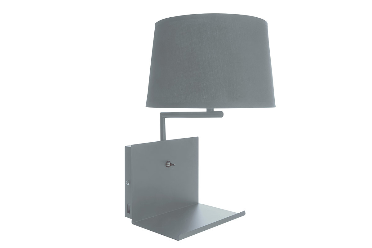 Applique da parete design con presa USB in metallo Grigio PLUG