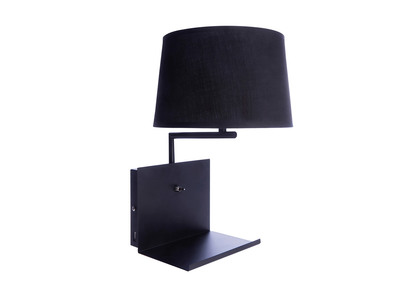 Applique da parete, di design, con presa USB, in metallo, colore: Nero, modello: PLUG - Applique da parete, di design, con presa USB, in metallo, colore: Nero, modello: PLUG