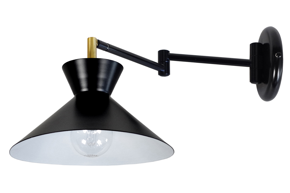 Applique da parete snodata design Nero LEEDS