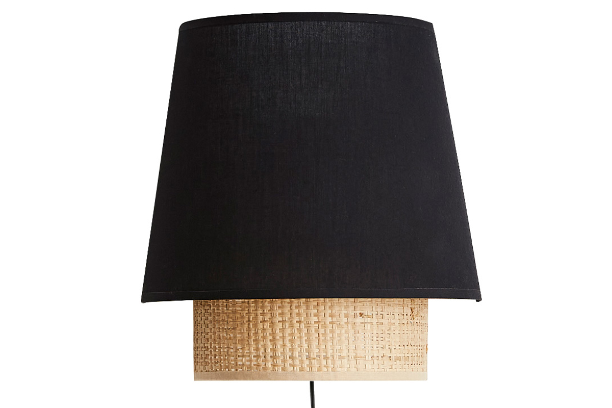 Applique design in fibra di rafia e cotone nero H25 cm JUME