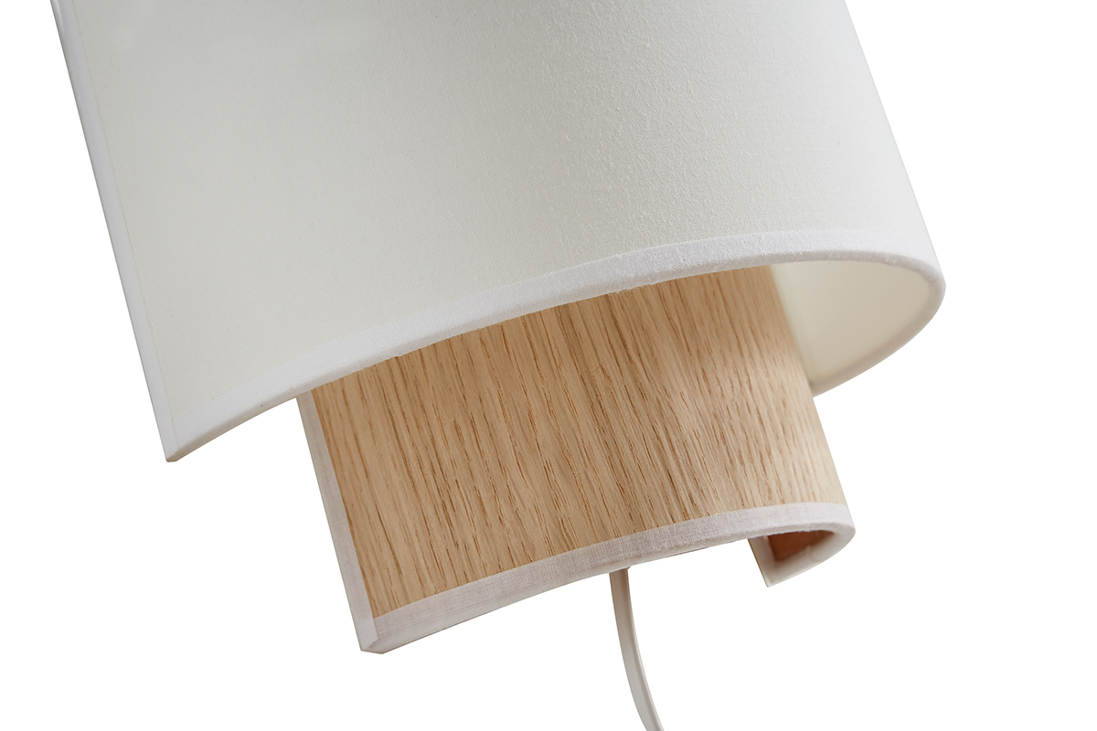 Applique in cotone color sabbia e foglio di rovere chiaro H20 cm SOLAR