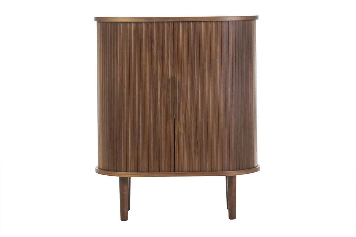 Armadio alto vintage con ante scorrevoli in legno scuro noce L70 cm EPIC