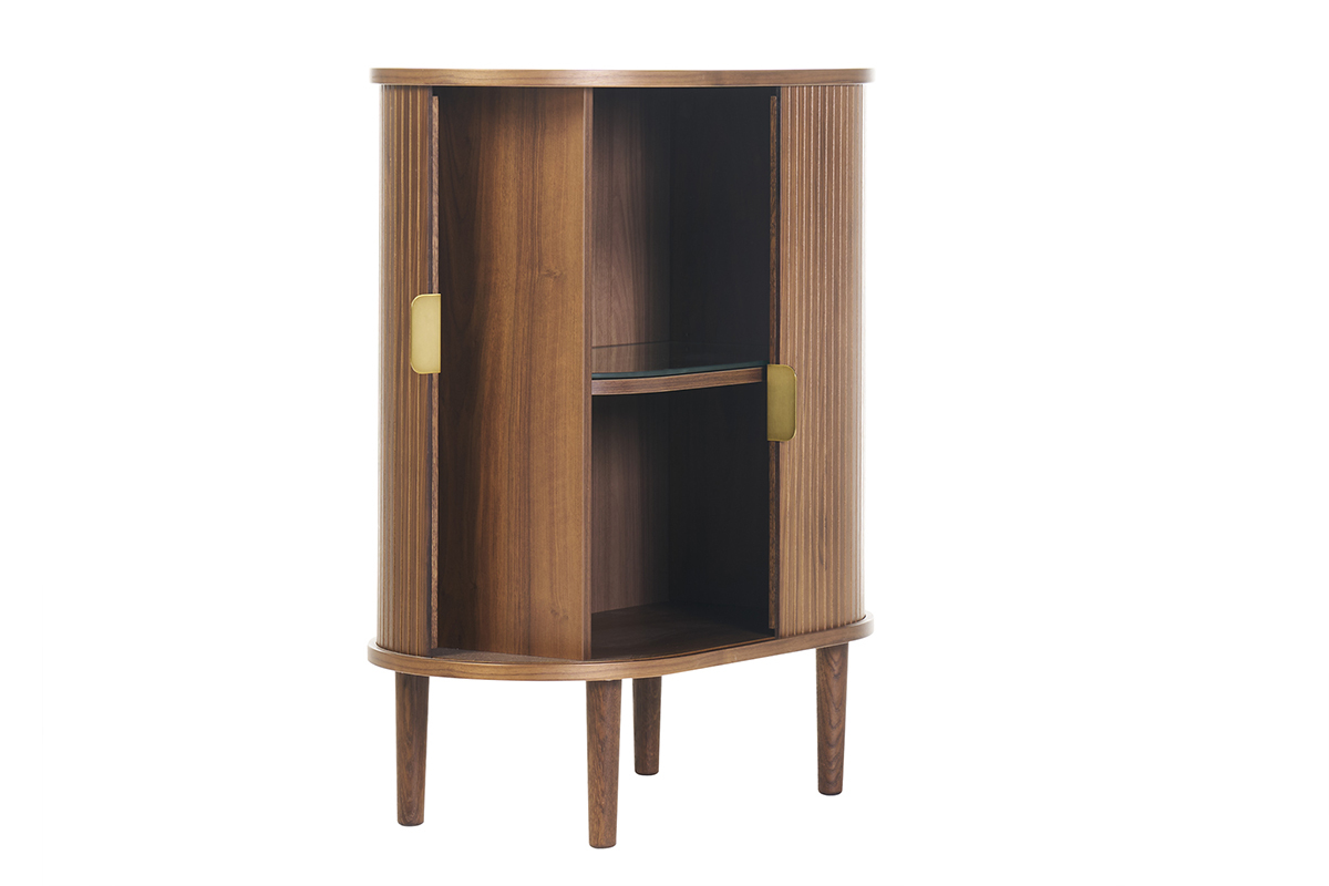 Armadio alto vintage con ante scorrevoli in legno scuro noce L70 cm EPIC
