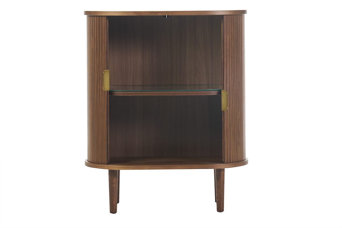 Armadio alto vintage con ante scorrevoli in legno scuro noce L70 cm EPIC