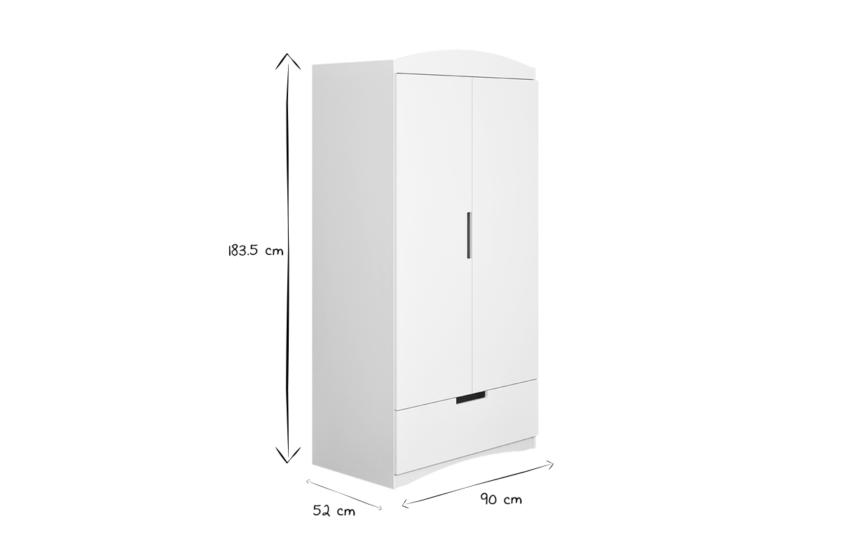Armadio bianco con appendiabiti e ripiani ANTONIN