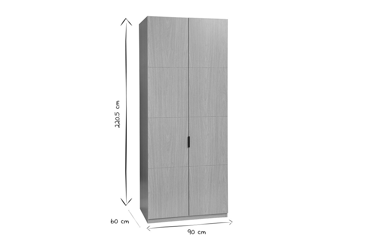 Armadio con appendiabiti in finitura legno di quercia L90 cm GARENCE