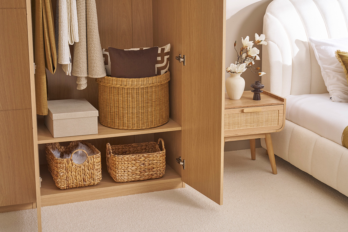 Armadio con appendiabiti in finitura legno di quercia L90 cm GARENCE