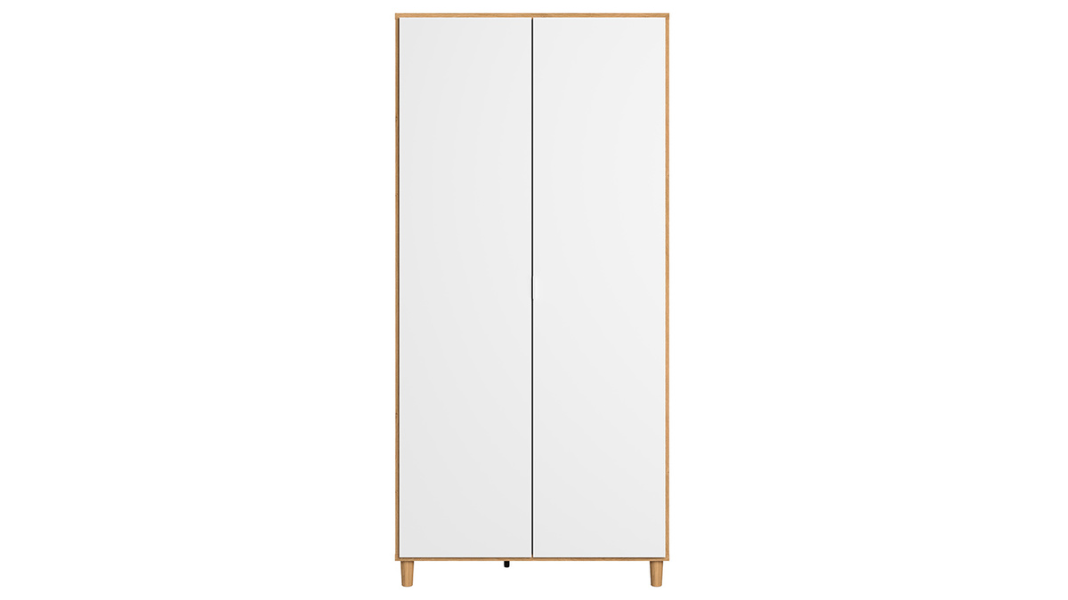 Armadio guardaroba bianco e legno LOU