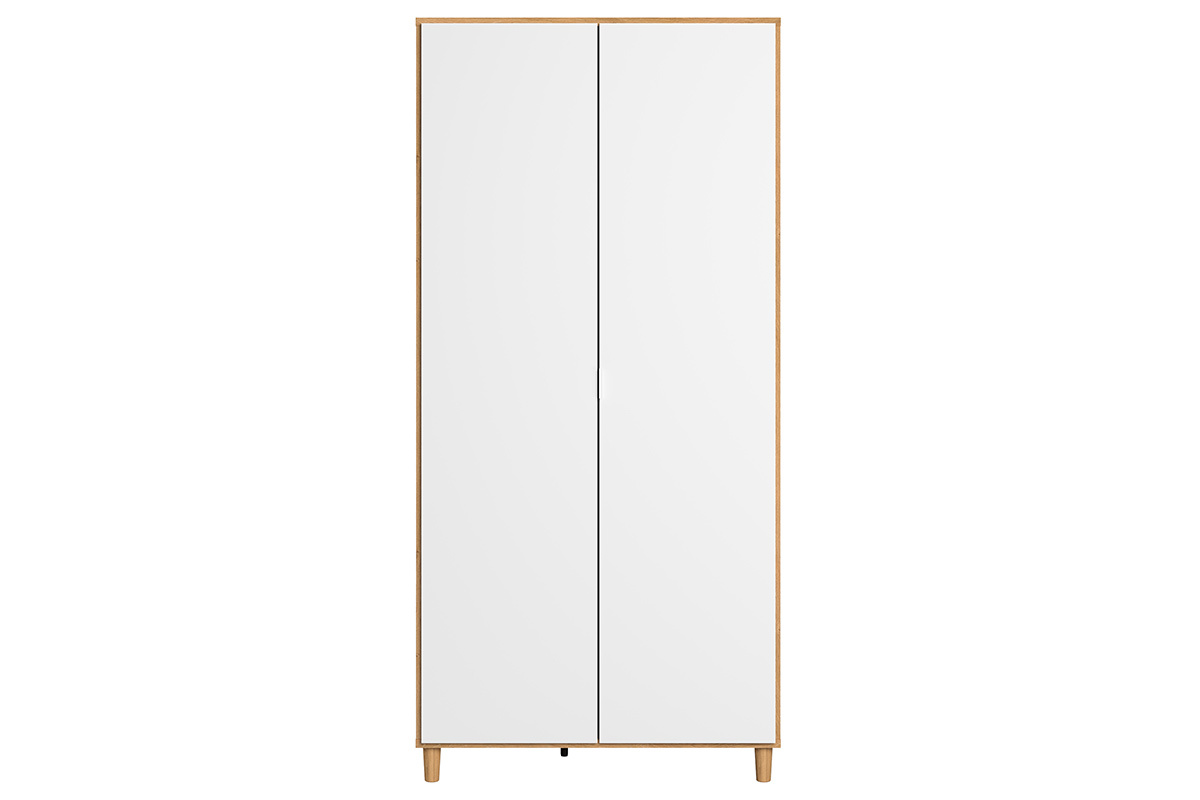 Armadio guardaroba bianco e legno LOU