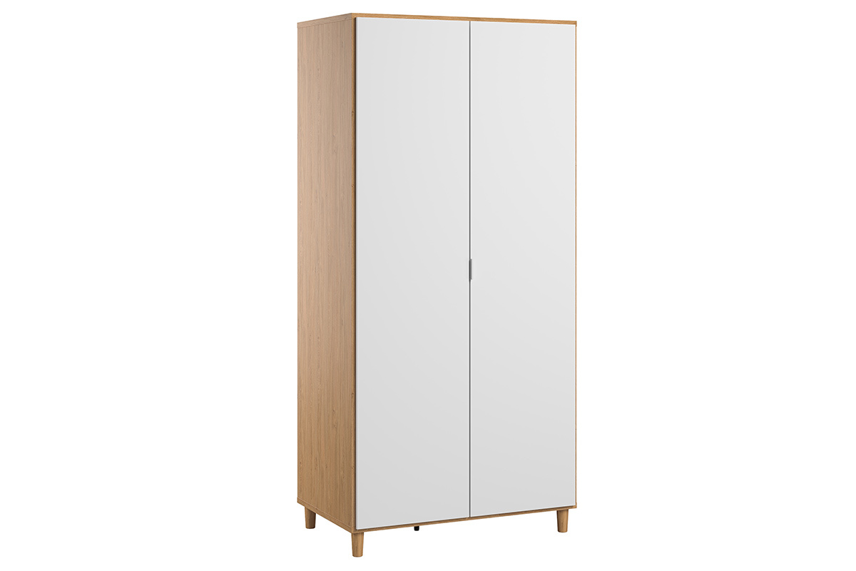 Armadio guardaroba bianco e legno LOU