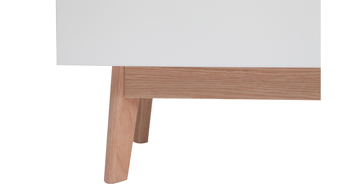 Armadio guardaroba scandinavo bianco e legno chiaro KELMA