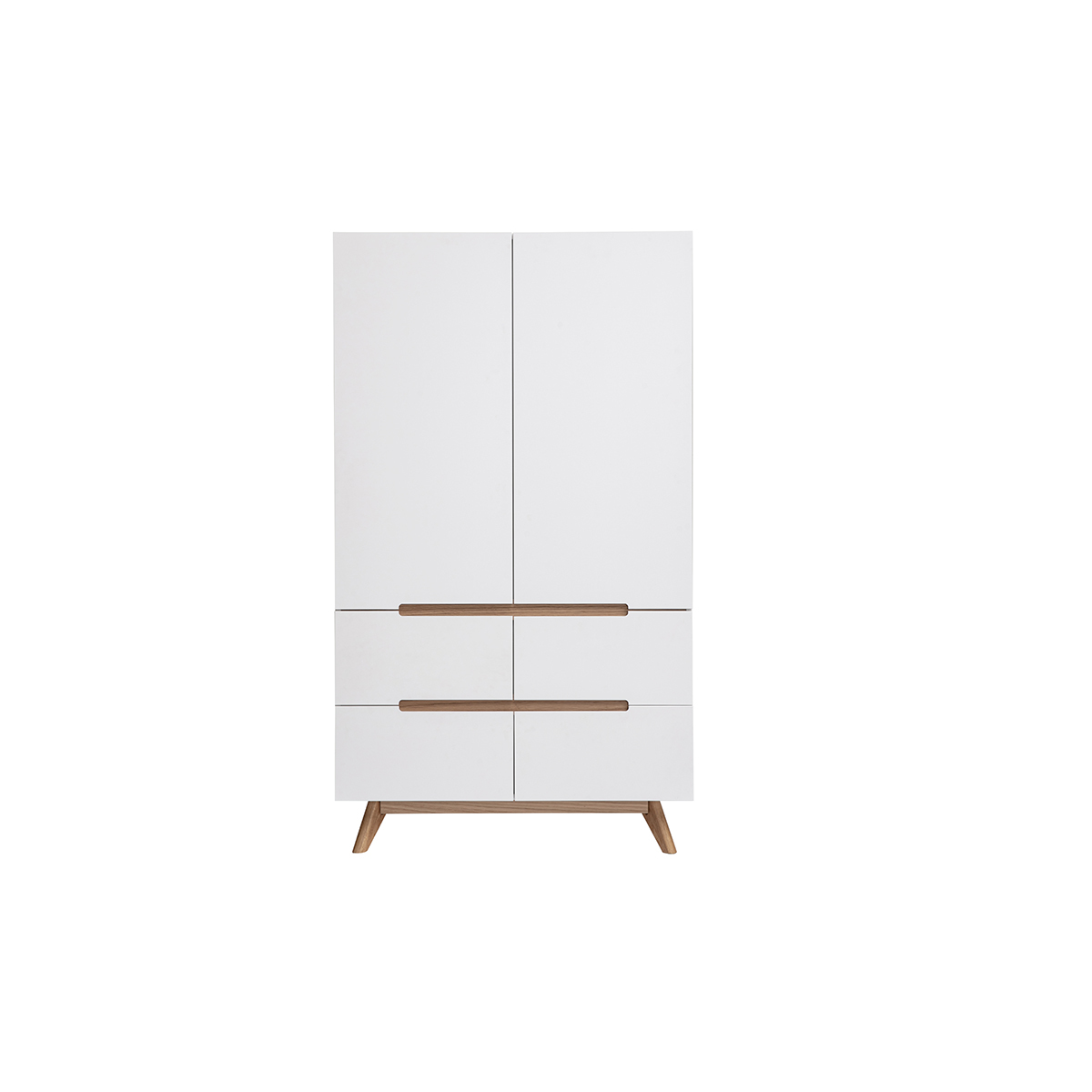 Armadio guardaroba scandinavo bianco e legno chiaro KELMA
