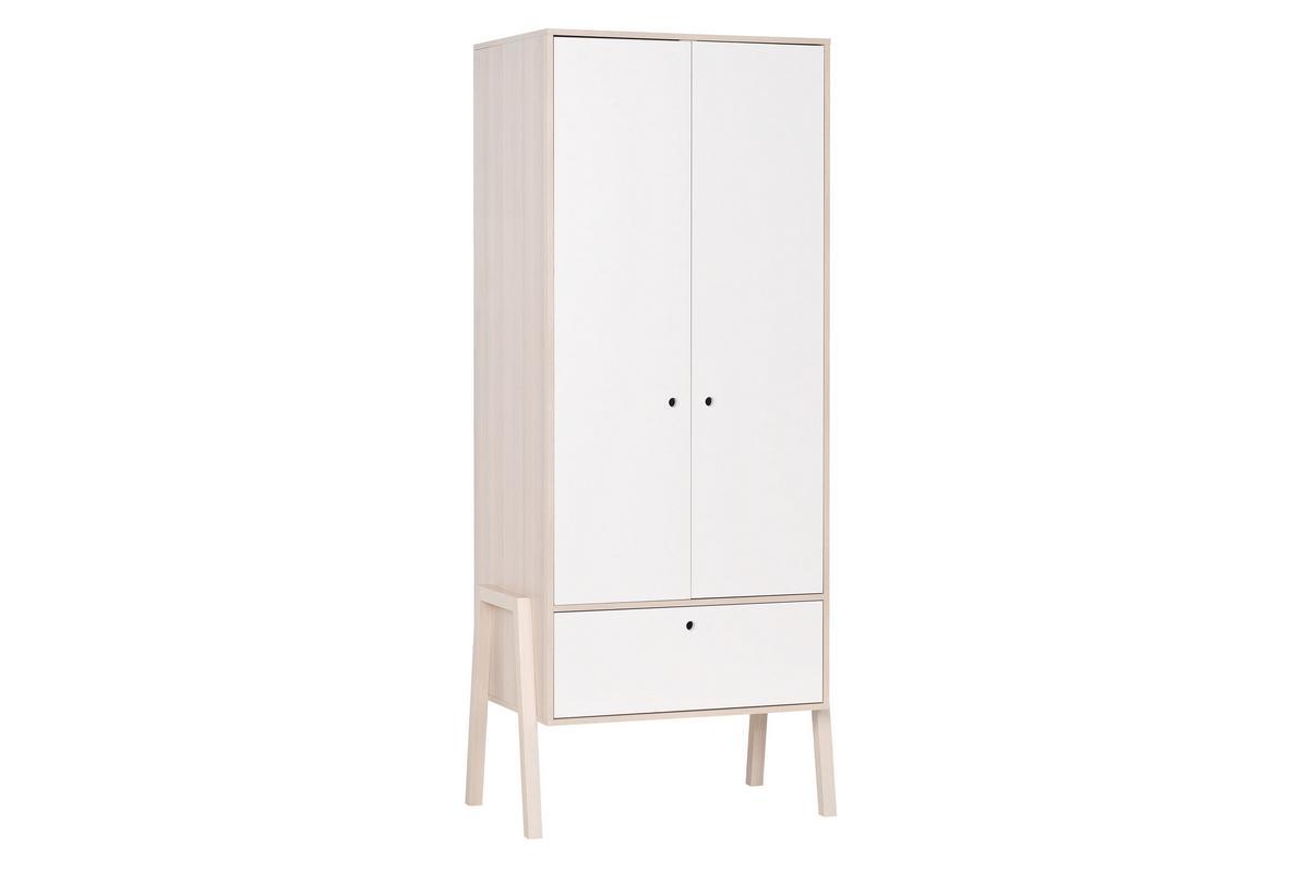 Armadio/guardaroba scandinavo legno chiaro e bianco KELMA
