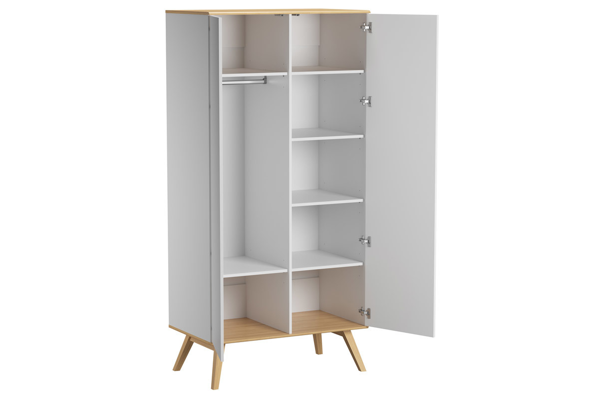 Armadio scandinavo bianco e legno chiaro MAHE