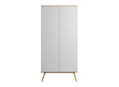 Armadio scandinavo bianco e legno chiaro MAHE - Armadio scandinavo bianco e legno chiaro MAHE
