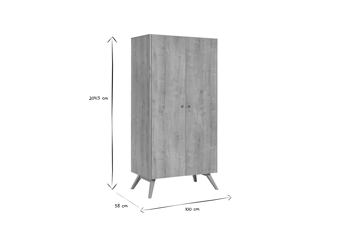 Armadio scandinavo finitura rovere chiaro MAHE