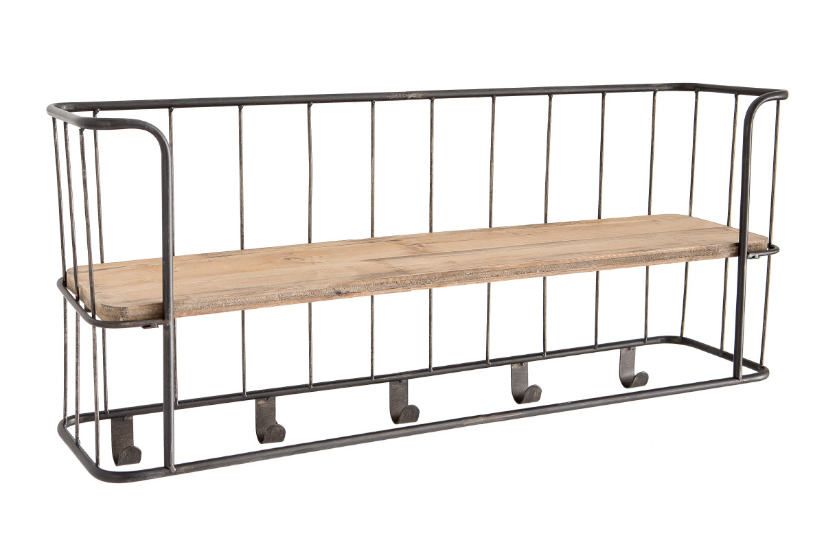 Attaccapanni da parete in metallo e legno 85 cm MANUFACTURE