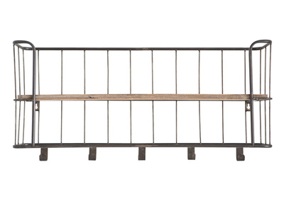 Attaccapanni da parete in metallo e legno, dimensioni: 85 cm, modello: MANUFACTURE - Attaccapanni da parete in metallo e legno, dimensioni: 85 cm, modello: MANUFACTURE