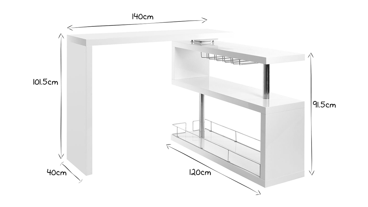 Bar design laccato bianco MAX