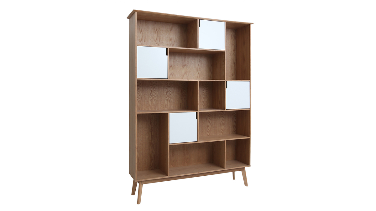 Biblioteca design con porte bianche e quercia INGRID