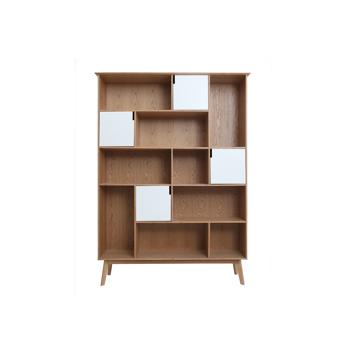 Biblioteca design con porte bianche e quercia INGRID