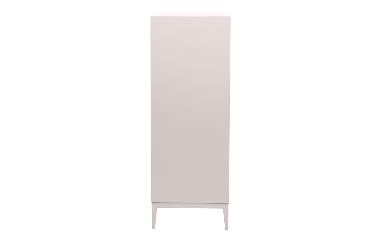Credenza alta beige laccata opaca 2 ante 1 cassetto, vista di profilo, L90 cm GRAY.