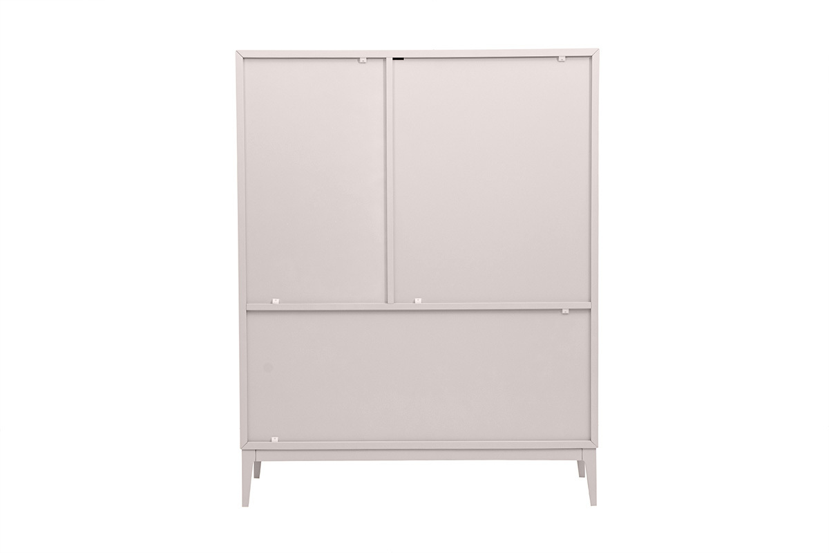 Buffet alto beige laccato opaco 2 porte 1 cassetto, vista posteriore, dimensioni L90 cm
