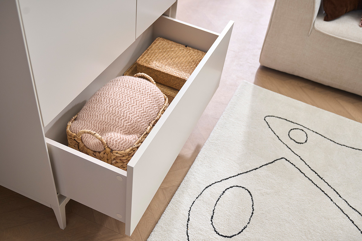 Buffet alto beige 2 porte 1 cassetto L90 cm GRAY