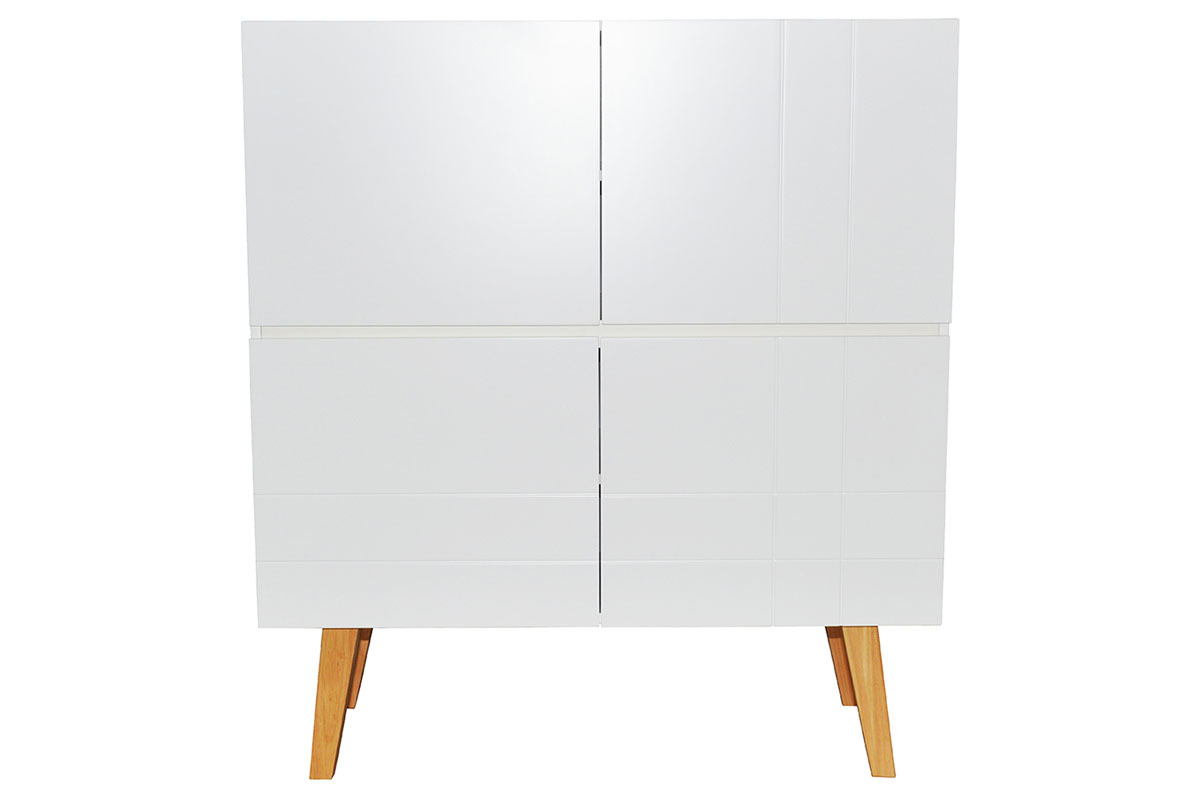 Buffet alto design laccato bianco opaco e legno ADORNA
