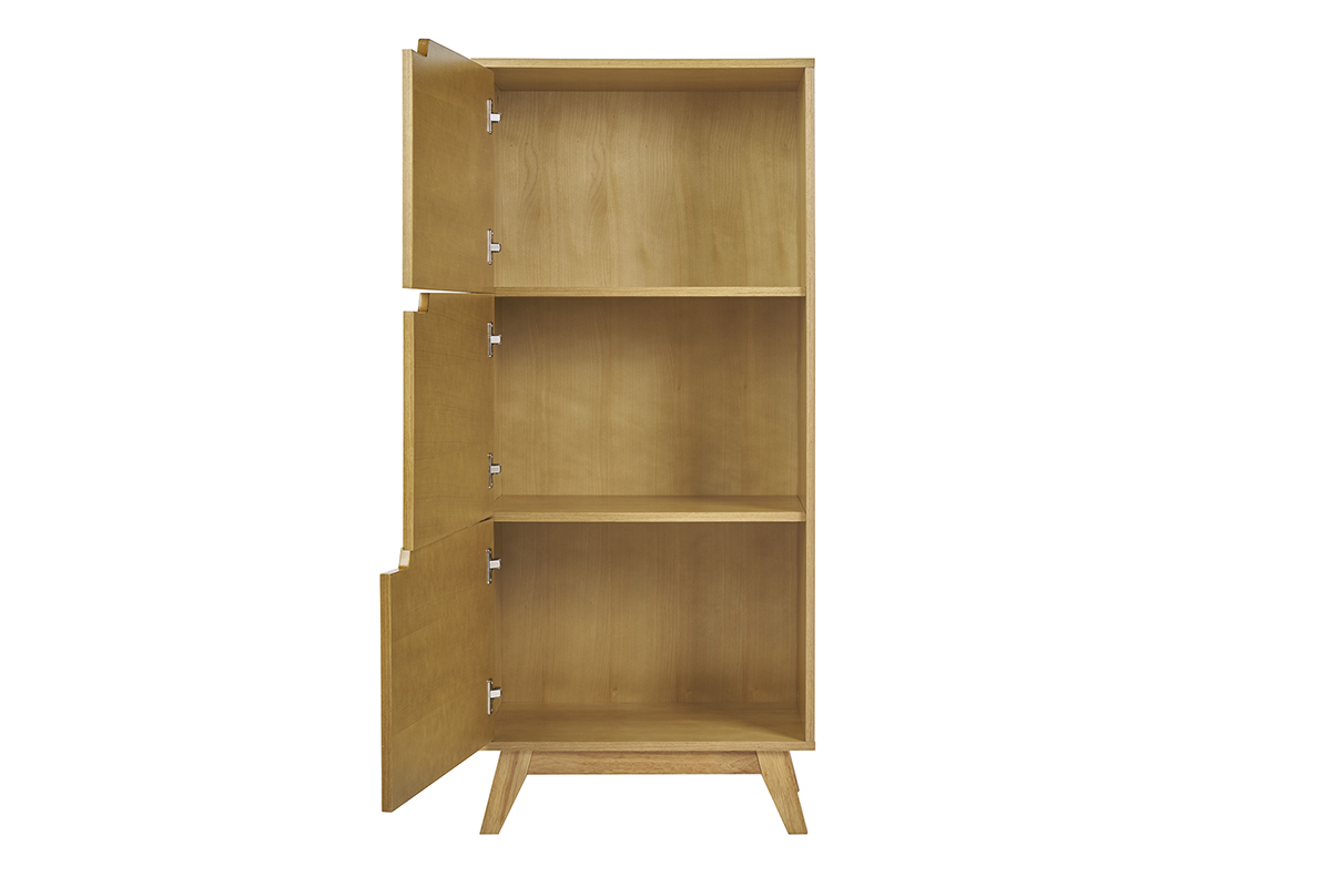 Buffet alto scandinavo in legno chiaro di hevea L60 cm LEENA