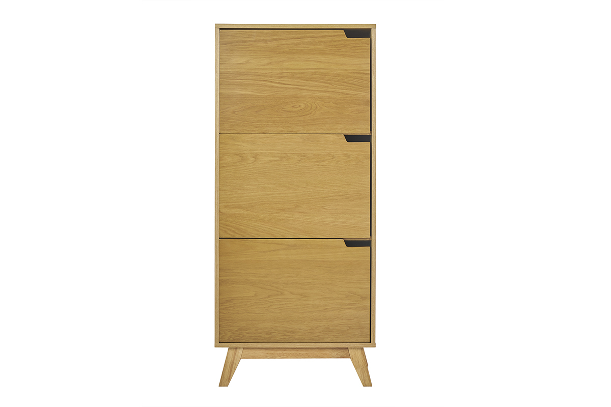 Buffet alto scandinavo in legno chiaro di hevea L60 cm LEENA