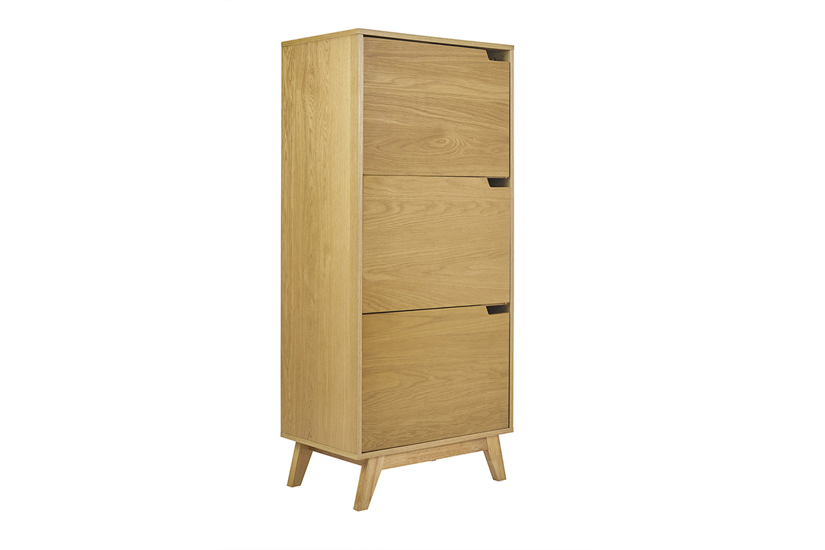 Buffet alto scandinavo in legno chiaro di hevea L60 cm LEENA